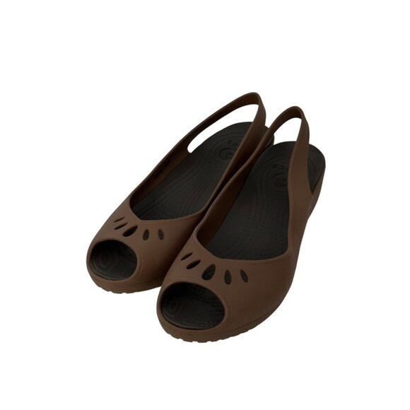Crocs Womens Brown Open Toe Wedge Slingback Sandals Size 10 - Picture 10 of 13